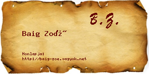 Baig Zoé névjegykártya